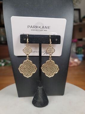 Park Lane Gold Lattice Double-Drop Filigree Earrings